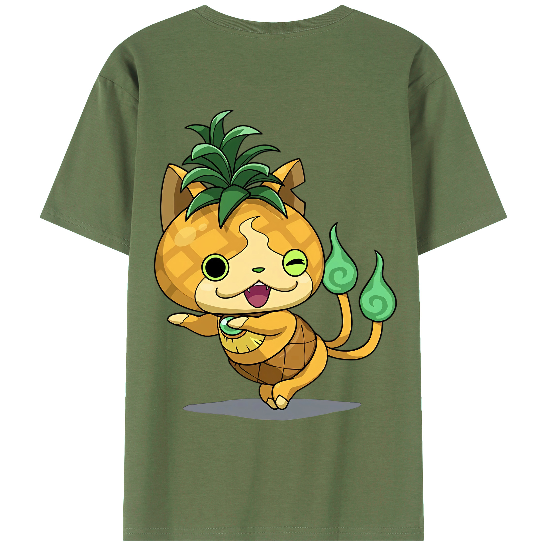 （画像用） 妖怪ウォッチ Yo-kai Watch 綿100％ メンズ半袖Tシャツ（バックプリント） 通気性